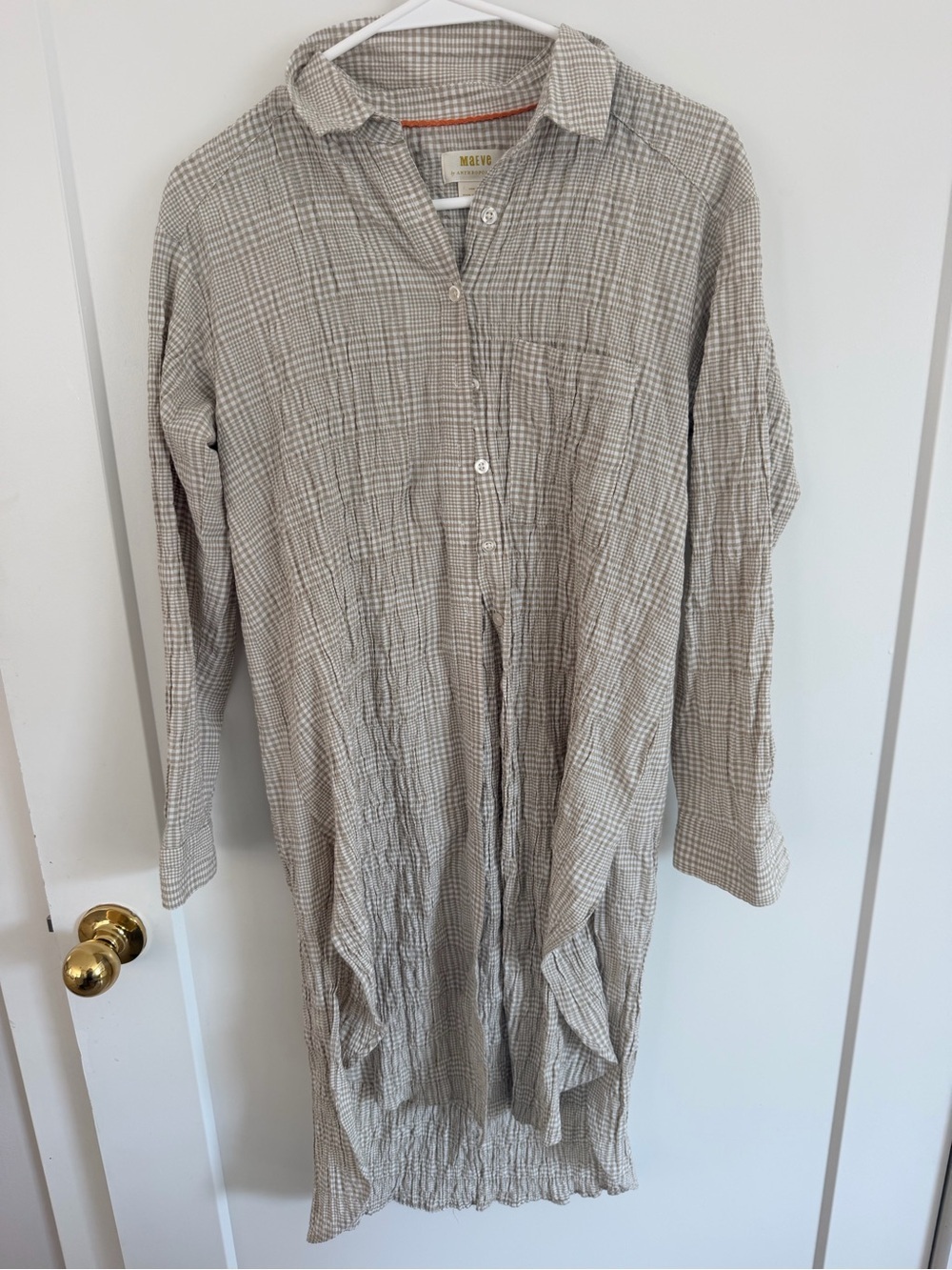 Antropologie Maeve Neutral Pattern  Maxi Tunic Buttondown XS - Picture 2 of 8